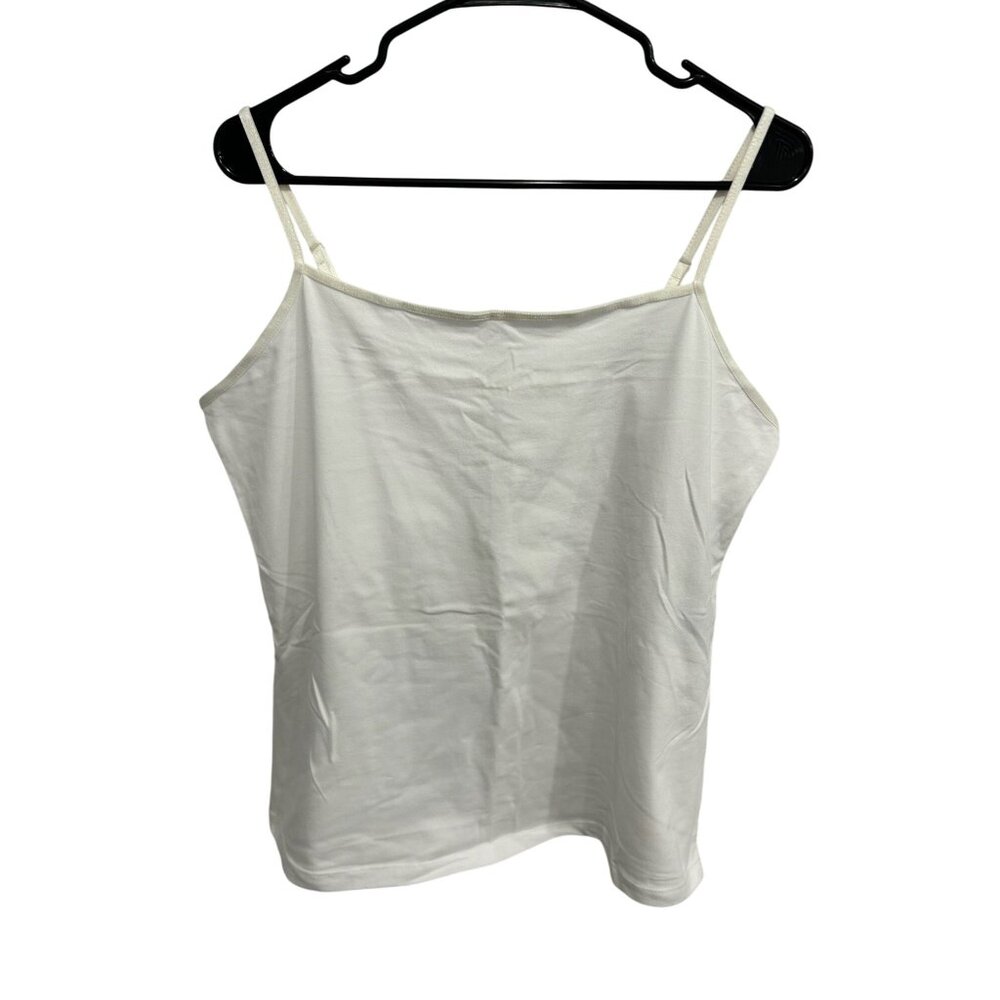 George Womens White Cami Cotton Spandex Adjustable Straps Sz XL